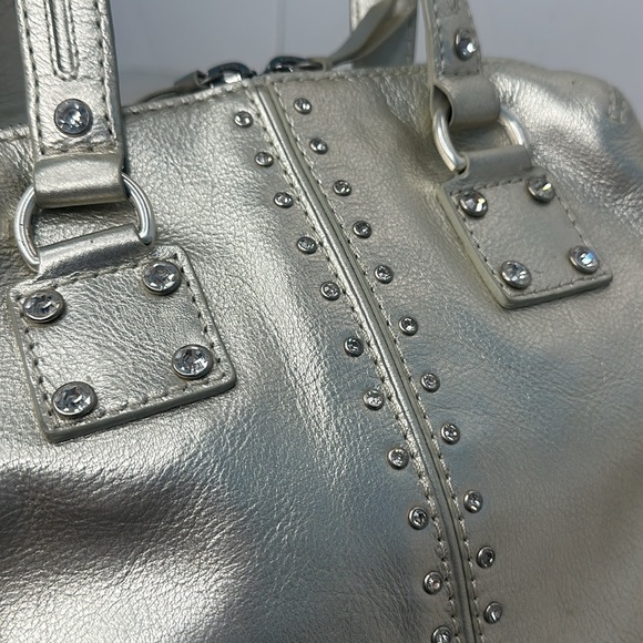 MICHAEL Michael Kors Metallic Gold Rhine Stone Studded Zipper Handbag - Picture 7 of 11